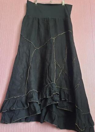 Дизайнерська стильна  печворк лляна спідниця встилі oska rundholz pacini  madein italy