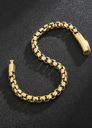 Браслет із сталі у формі ланцюга золотого кольору із застібкою (17017)6 фото