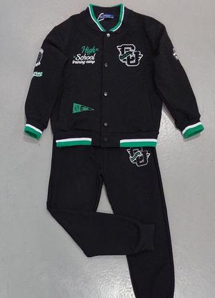 Подростковый повседневный костюм двухнитка для мальчика бомбер и брюки для школы физкультуры на 116-146 рост