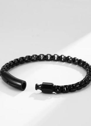 Браслет из стали в форме цепи чёрного цвета с застежкой (17018)6 фото