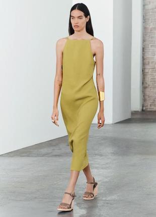 Шкіряні босоніжки на танкетці хакі zara new4 фото