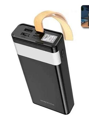 Power bank borofone bj18 20000 mah портативная батарея повербанк с фонариком 2хusb black