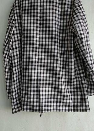 Стильний двобортний піджак, жакет білий у чорну карту 16р3 фото