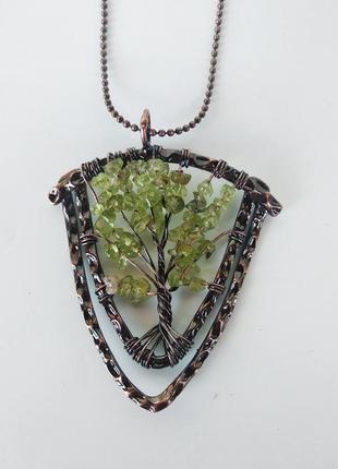 Кулон "дерево" з натуральних каменів на ланцюжку1 фото