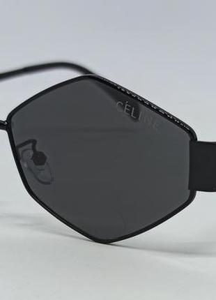 Окуляри брендові  жіночі сонцезахисні ромбовидні чорні в чорному металі