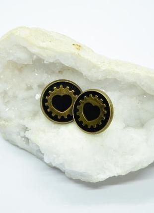 Стимпанк серьги гвоздики пуссеты