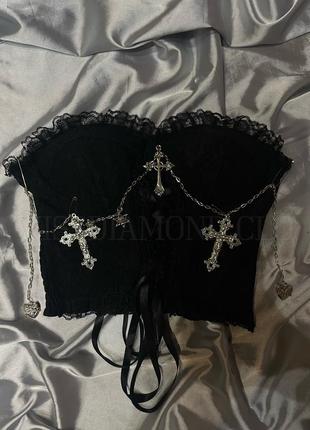 Готический корсет топ с крестами