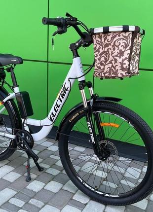 Електровелосипед cubic-bike electric 27,5" білий 1000 ватів 10.4 а·год 48 в у багажнику