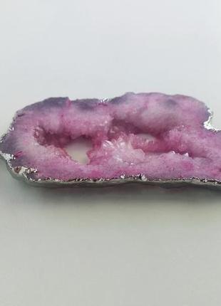 Кулон из камня жеода  кварца на кожаном шнурке2 фото