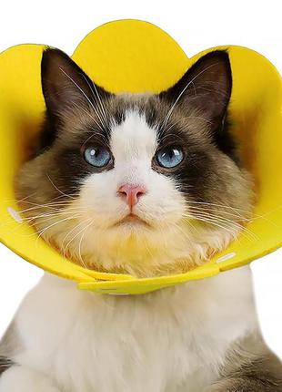 Воротник-подушка для кошек lesko dt-1063 flower yellow m послеоперационный защитный от вылизывания 12шт