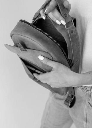 Женский мини-рюкзак из натуральной кожи с легким матовым эффектом голубого цве7 фото