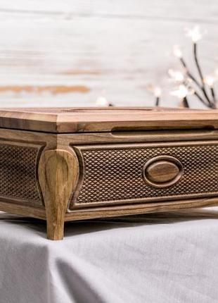 Коробочка для украшений из ореха «shardone» коробочка для мелочей с гравировкой3 фото