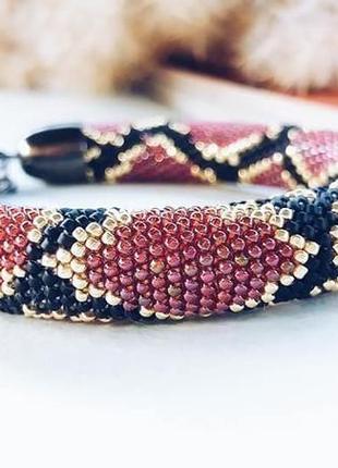 Браслет из мельчайшего японского бисера ′snake red′9 фото