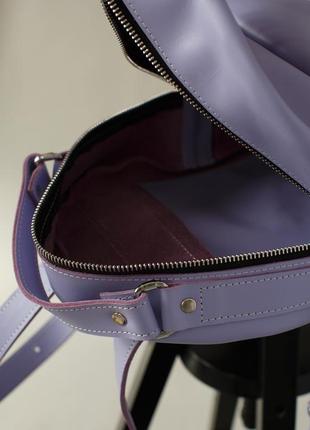 Женский мини-рюкзак ручной работы из натуральной кожи с легким глянцевым эффектом лавандовог2 фото