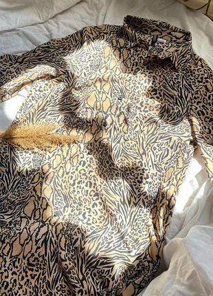 Трендовая леопардовая рубашка, легкая, летняя блуза с длинным рукавом