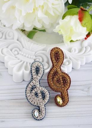 Брошка "скрипічний ключ", подарунок вчителю музики, музиканту, маленька брошка4 фото