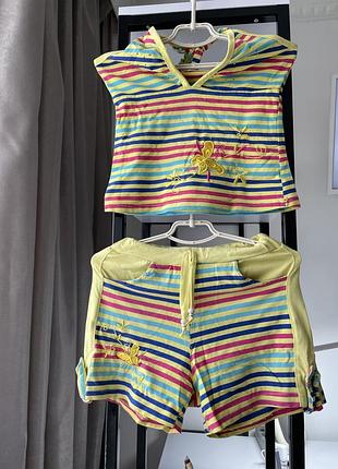 Літній костюм для дівчинки 6-9 років костюм двійка: топ і шорти для дівчинки 7-9 років
