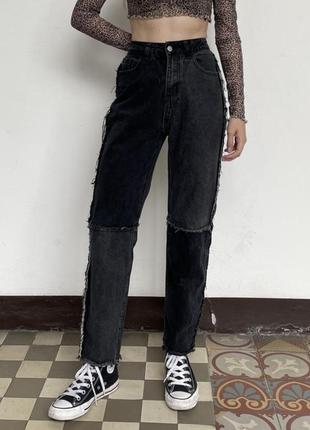 Трендові чорно сірі джинси висока талія посадка від shein