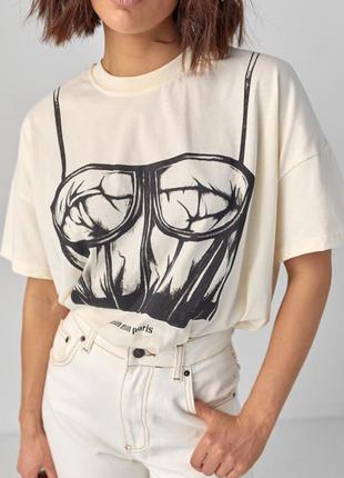 Женская футболка с принтом в виде корсета6 фото