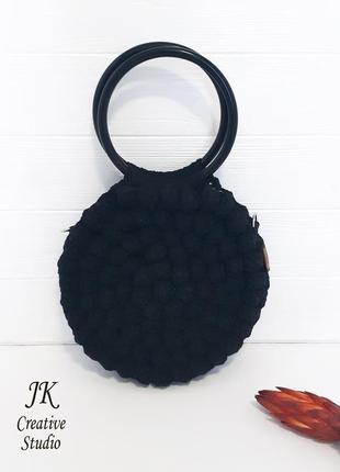 Круглая сумочка "macaroon" черная2 фото