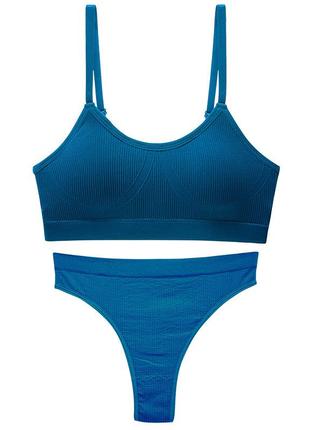 Трусы и топ в рубчик lesko 6618# m 70/75 abc туркус бесшовный комплект женского белья 5шт