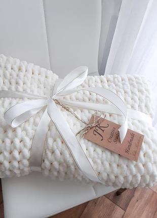 "зефирная нежность" детский пледик из плюшевой пряжи