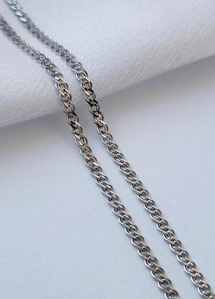 Серебряная цепочка плоская цепь нонна 50 см серебро 925 пробы родированное 3.60г 813р0/50