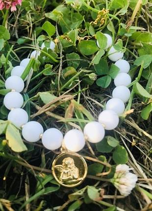 Захисний браслет з каменю агату з підвіскою ангела