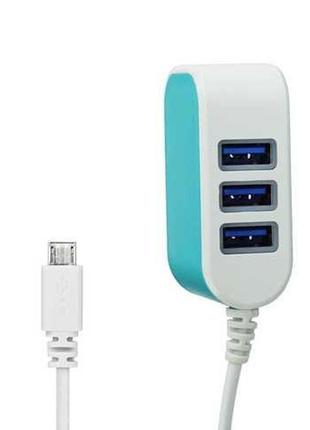 Зарядний пристрій 220в дротовий micro-usb usbx3 original led travel charger5 фото