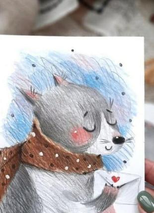 Красивая открытка с волком с днем рождения