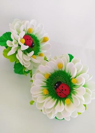 Резиночки для волосся з білими хризантемами