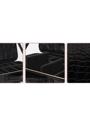 Органайзер косметичка mirrand zy-2022 black 26*24*10 для хранения косметики компактный бьюти бокс на молнии8 фото