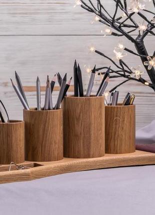 Настільний органайзер «titanic» із деревини дуба підставка для олівців на стіл
