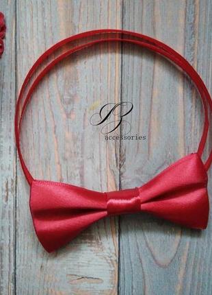 Бордовая бабочка галстук атласная марсала1 фото