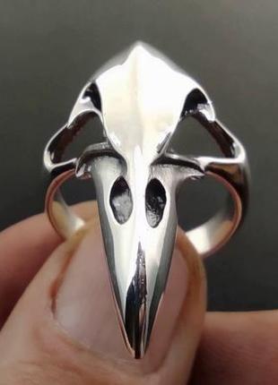 Перстень "череп ворона" (срібло)2 фото