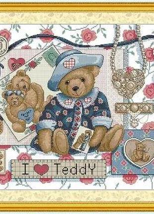 Набор для вышивания по нанесённой на канву схеме "teddy bear". aida 14ct printed 49*41 см