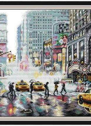 Набір для вишивання за нанесеною на канву схемою "new york times square". aida 14ct printed 54*42 см