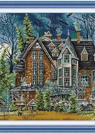 Набор для вышивания по нанесённой на канву схеме "castle darkness". aida 14ct printed 59*46 см