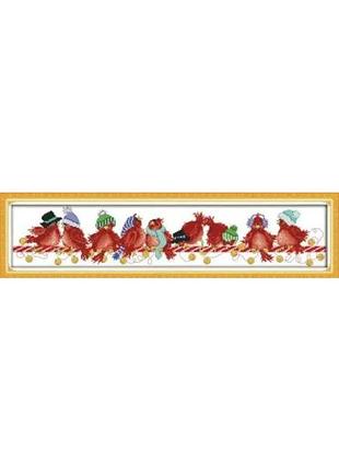 Набір для вишивання за нанесеною на канву схемою "christmas birds 2".aida 14ct printed , 70*17 см