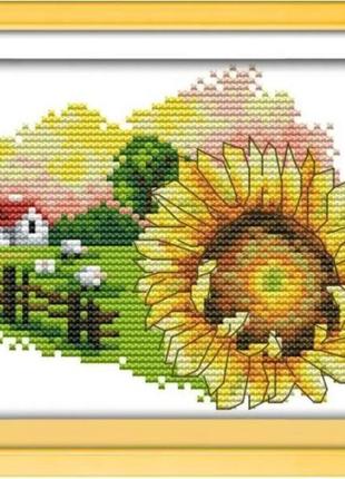 Набор для вышивания по нанесённой на канву схеме "september flower". aida 14ct printed 18*15 см