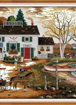 Набір для вишивання за нанесеною на канву схемою "living by the water". aida 14ct printed 54*41 см