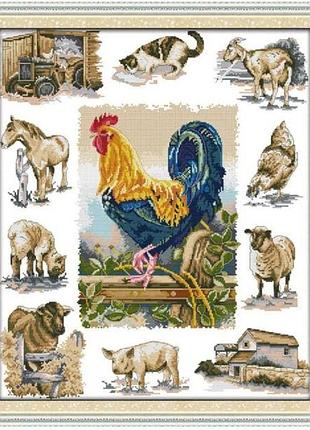 Набір для вишивання за нанесеною на канву схемою "domesticated animals". aida 14ct printed , 51*59 см