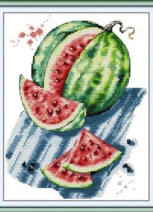 Набор для вышивания по нанесённой на канву схеме "wotermelon". aida 14ct printed, 22*30 см