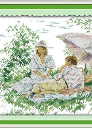 Набор для вышивания по нанесённой на канву схеме "picnic".aida 14ct printed,46*35 см
