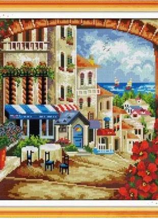 Набір для вишивання за нанесеною на канву схемою "mediterranean path". aida 14ct printed, 43*36 см