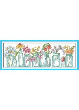 Набір для вишивання за нанесеною на канву схемою "the flower vases ". aida 14ct printed, 52*20 см