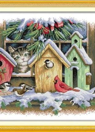 Набір для вишивання за нанесеною на канву схемою "bird house".aida 14ct printed , 55*41 см