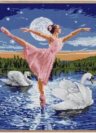 Набор для вышивания по нанесённой на канву схеме "swan lake of ballet".aida 14ct printed, 33*40 см