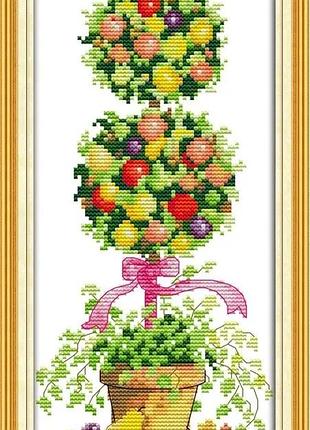 Набор для вышивания по нанесённой на канву схеме "colorful rich tree". aida 14ct printed, 17*31 см