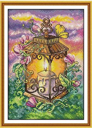 Набір для вишивання за нанесеною на канву схемою "summer lantern". aida 14ct printed 21*30 см